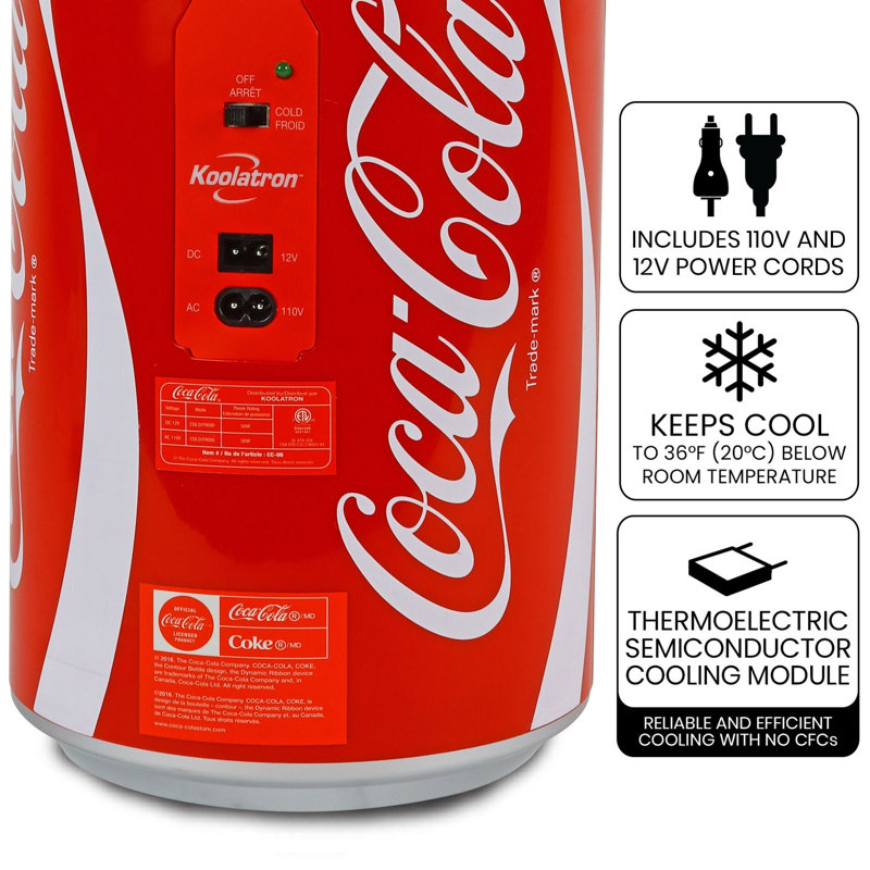 Coca-Cola 8 Can Portable Mini Fridge 12V DC 110V AC 5.4L Cooler